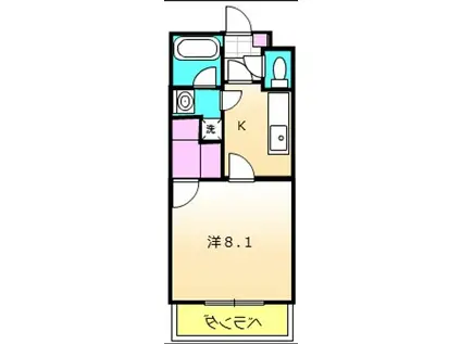 ドミールシャルマン2(1K/1階)の間取り写真