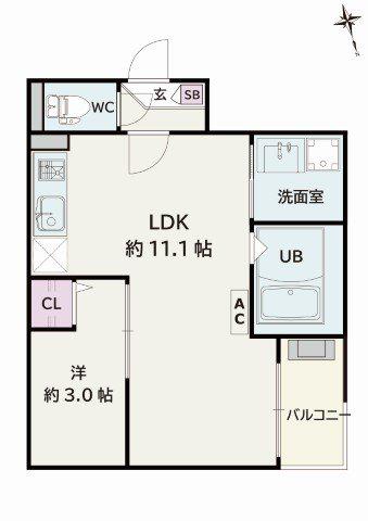 JACK SHINMEI(1LDK/1階)の間取り写真