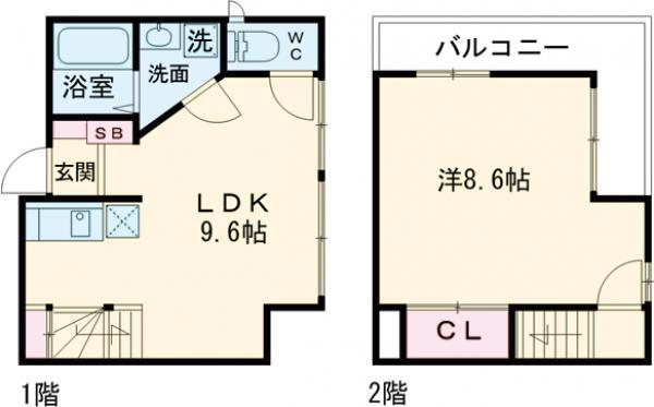 ルナセル用賀(1LDK/1階)の間取り写真