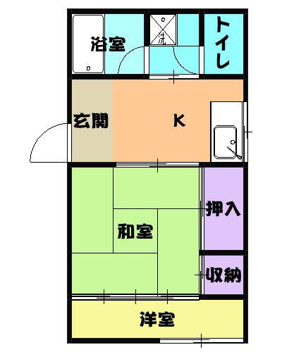 シャルム稲熊(2K/1階)の間取り写真
