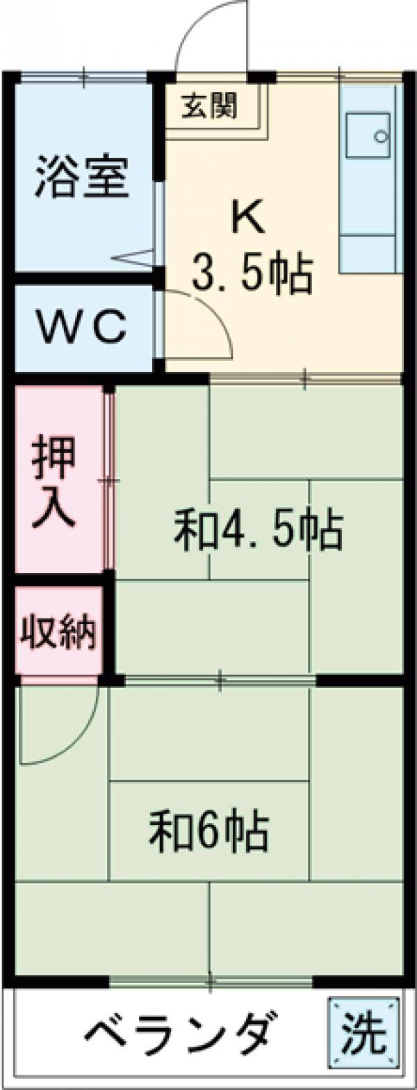 高橋ハイツ(2K/2階)の間取り写真