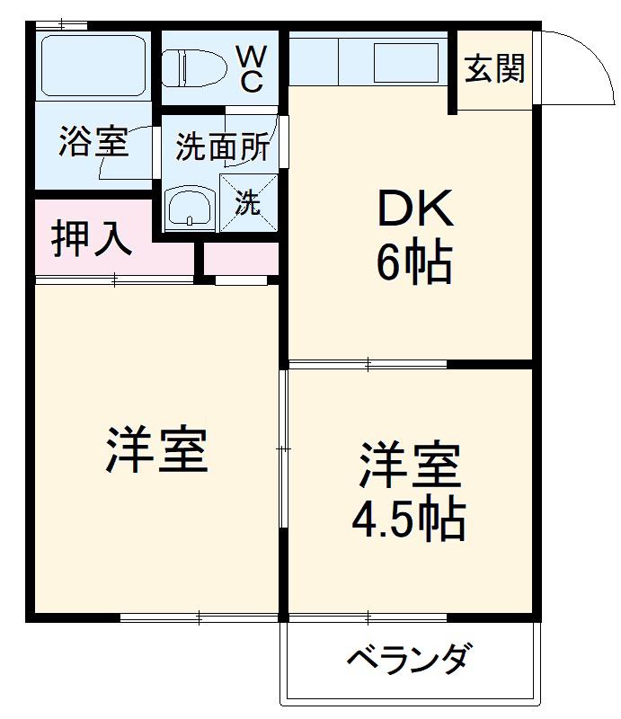 寿ハイツ(2DK/2階)の間取り写真