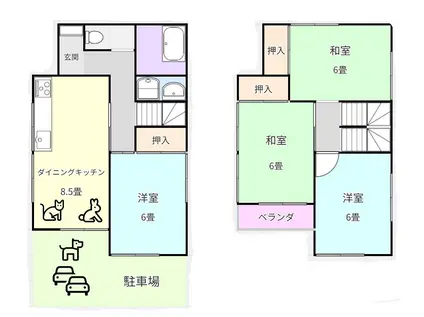 京王電鉄京王線 長沼駅(東京) 徒歩16分 2階建 築46年(4DK)の間取り写真