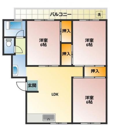 調布第2コーポラス(3LDK/1階)の間取り写真
