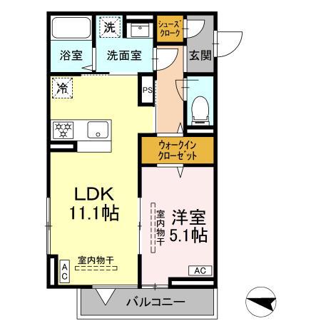 ルドベキア湘南台(1LDK/3階)の間取り写真