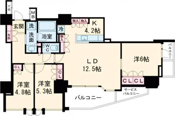 プレミスト三鷹(3LDK/6階)の間取り写真