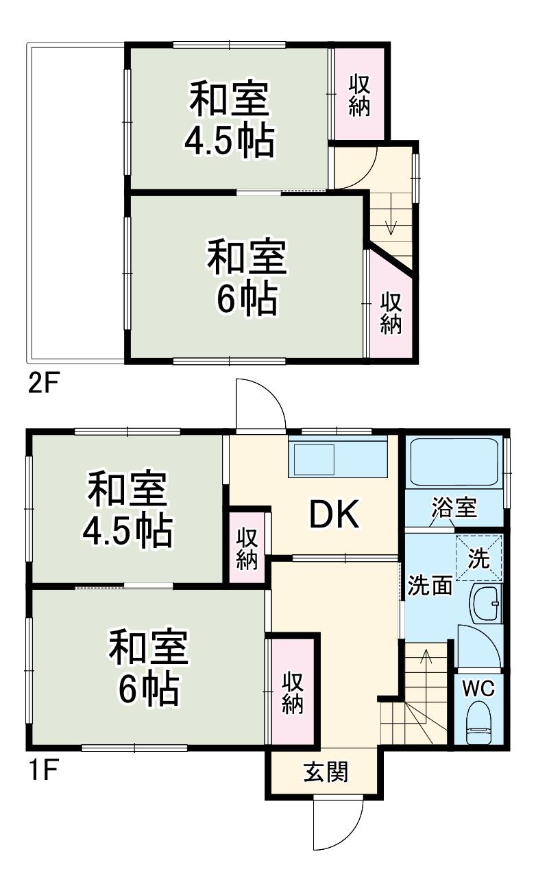 川越線 的場駅 徒歩19分 2階建 築51年(4DK)の間取り写真