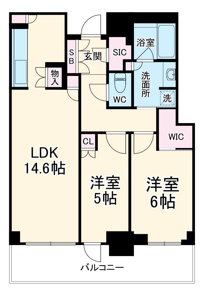 グランドメゾン新梅田タワー THE CLUB RESIDENCE(2LDK/16階)の間取り写真