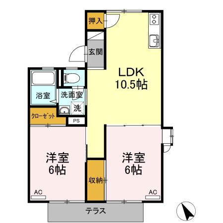 グリーンハイツ(2LDK/1階)の間取り写真