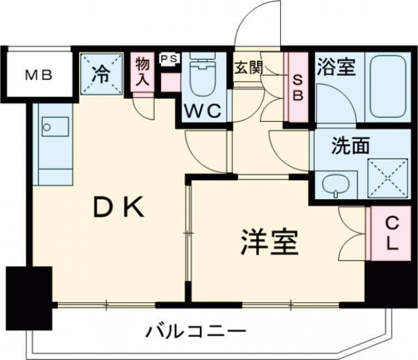 パレステージ六町Ⅳ(1DK/2階)の間取り写真