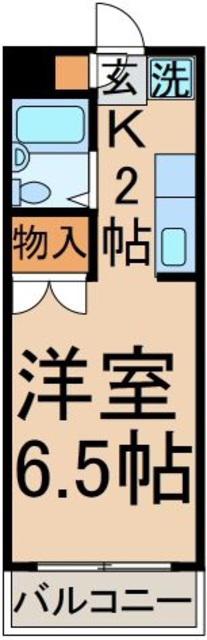 ドエル立川(ワンルーム/2階)の間取り写真
