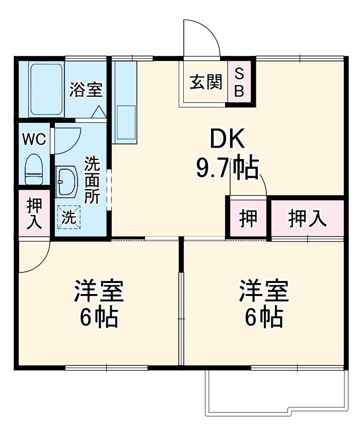 コーポ三晃B(3DK/1階)の間取り写真