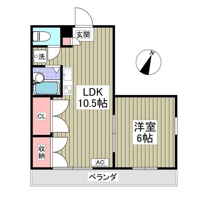 ブランドール北之幸谷(1LDK/1階)の間取り写真