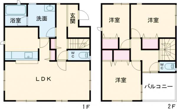 常磐線 土浦駅 徒歩88分 2階建 築4年(3LDK)の間取り写真