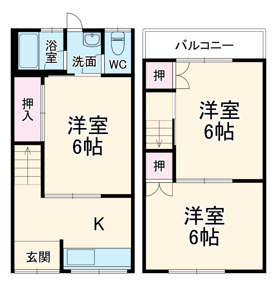 上島町テラスハウス(3K)の間取り写真