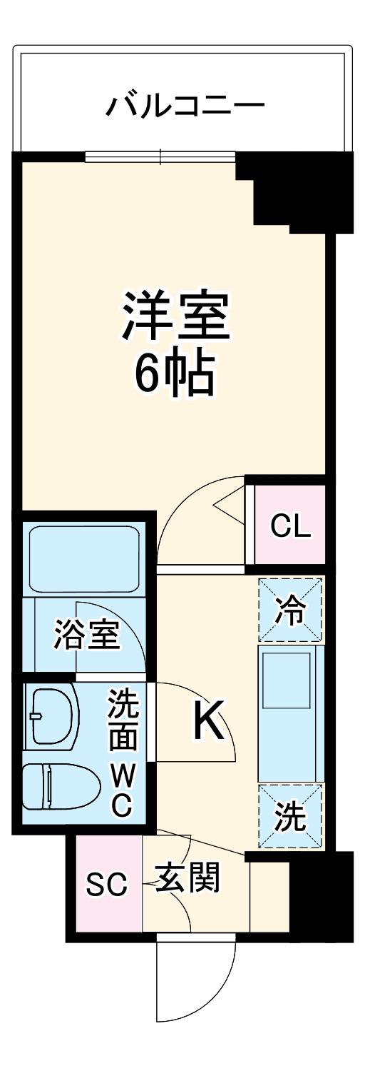 グランヴァンプレミアムイースト川口(1K/4階)の間取り写真