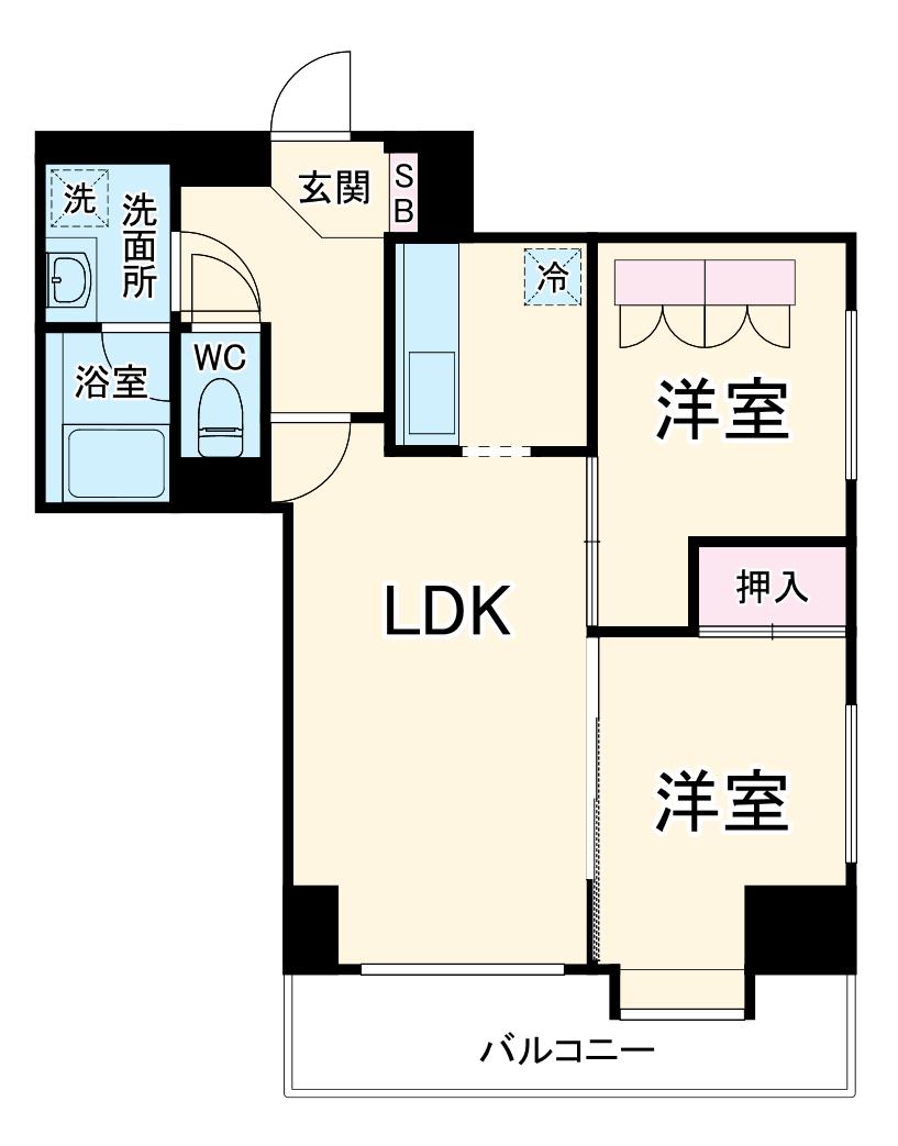 マイキャッスル鶴見中央(2LDK/4階)の間取り写真