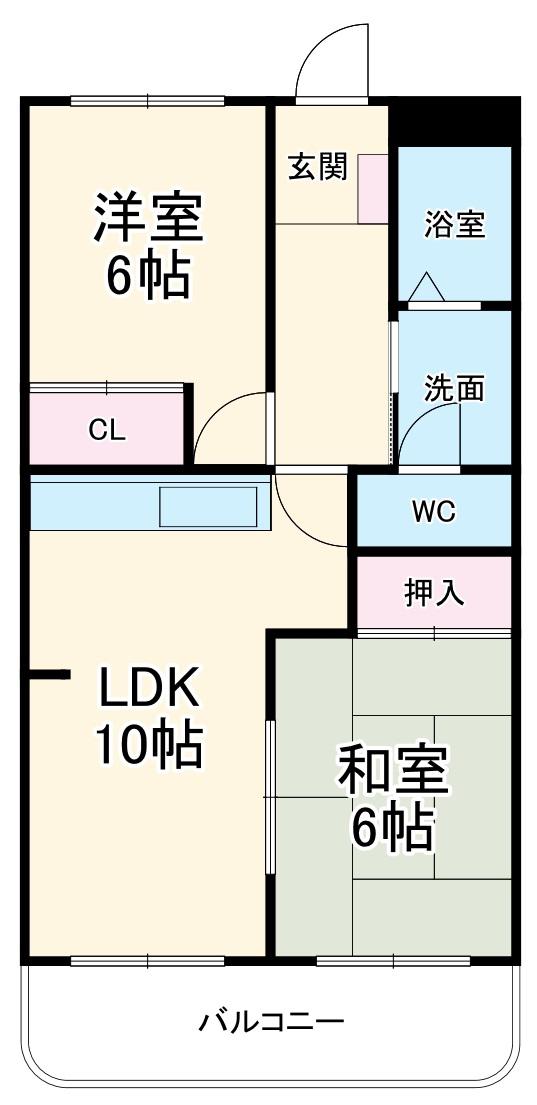 ラメール華(2LDK/4階)の間取り写真