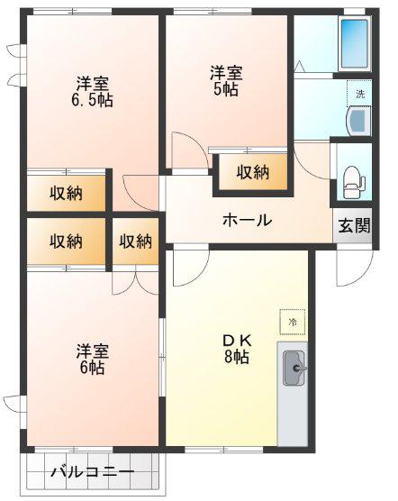レジデンス椚田(3DK/1階)の間取り写真