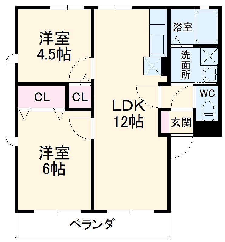 オリエンタルコートⅠ(2LDK/1階)の間取り写真