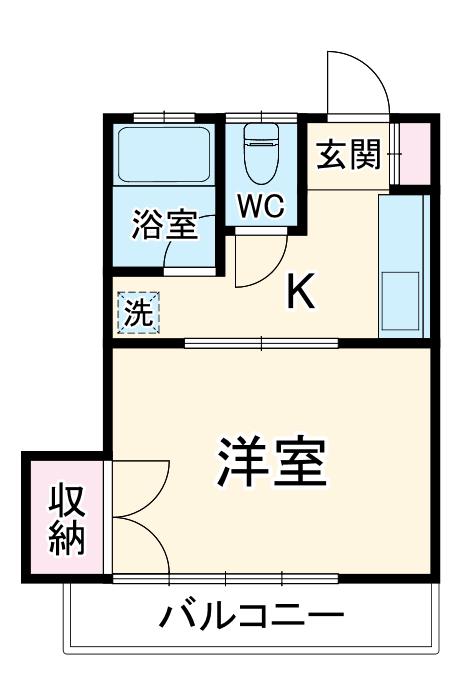 フォレストキャッスル越生(1K/1階)の間取り写真