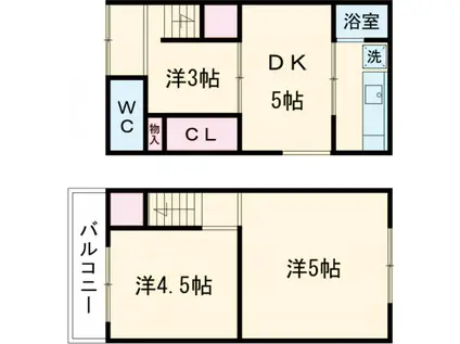 阪和線 北信太駅 徒歩20分 2階建 築56年(3DK)の間取り写真