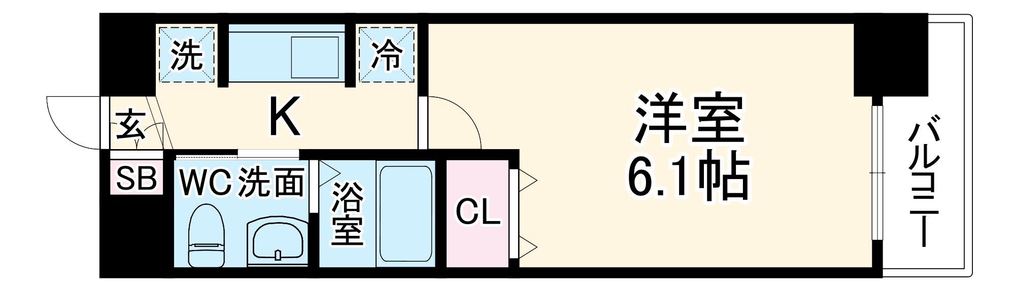 エステムプラザ京都御所ノ内REGIA(1K/5階)の間取り写真