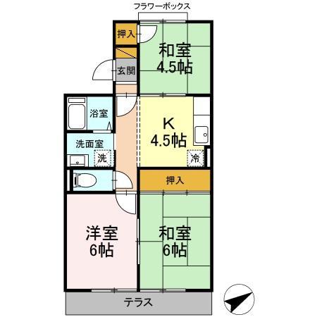 コーポラスクレイン(3K/1階)の間取り写真