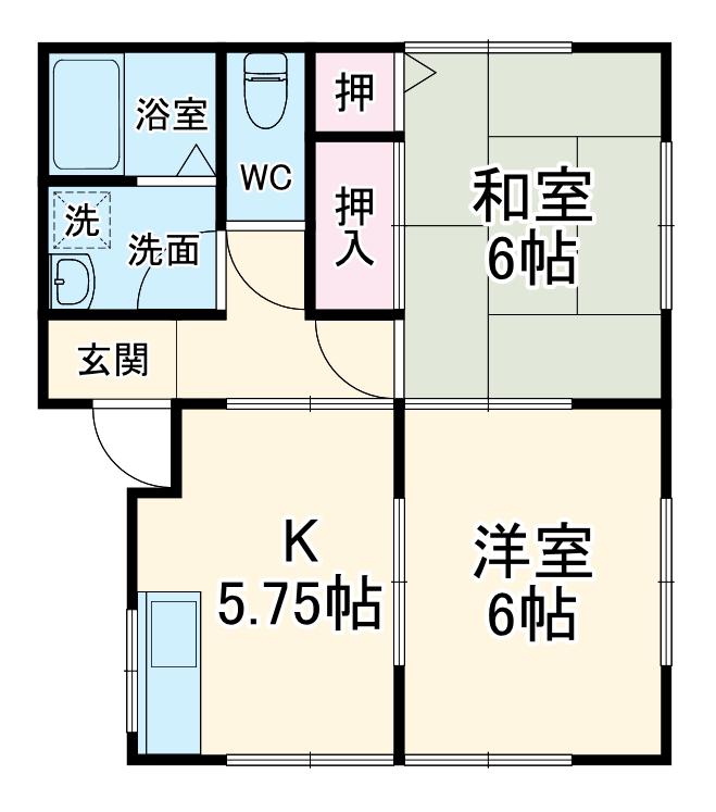 遠州鉄道 自動車学校前駅 徒歩8分 1階建 築24年(2DK)の間取り写真