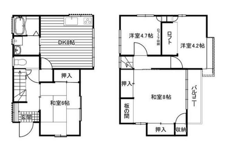 西武鉄道新宿線 入曽駅 徒歩23分 2階建 築49年(4DK)の間取り写真