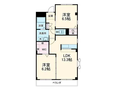 LESTEO岩崎台(2LDK/1階)の間取り写真