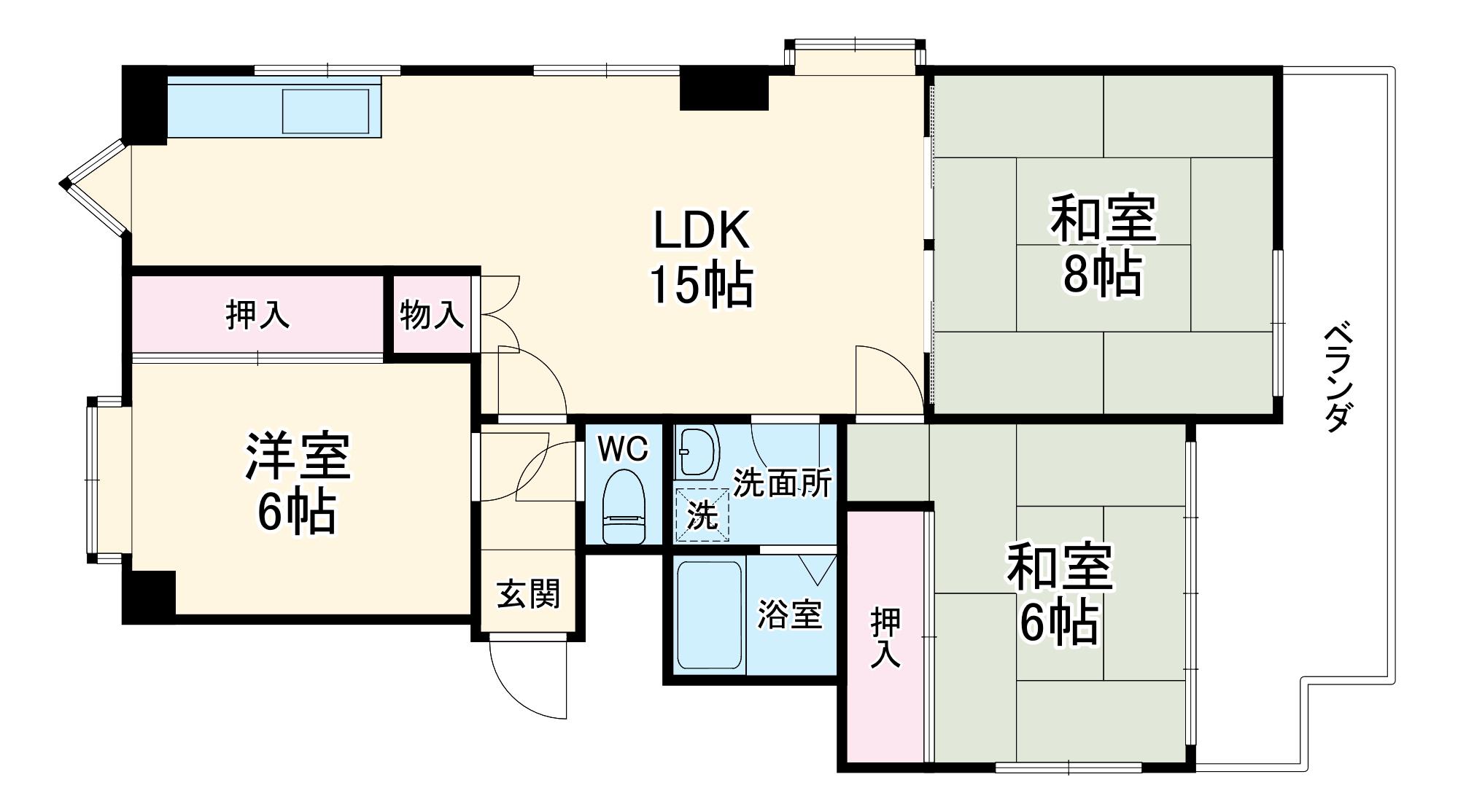 シーズンコート杁ケ池(3LDK/4階)の間取り写真