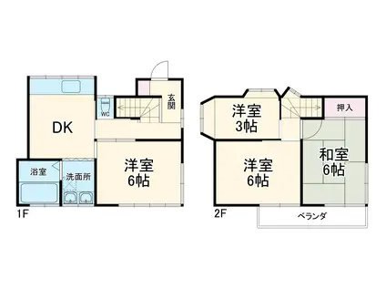 東京地下鉄東西線 行徳駅 徒歩13分 2階建 築37年(4DK)の間取り写真