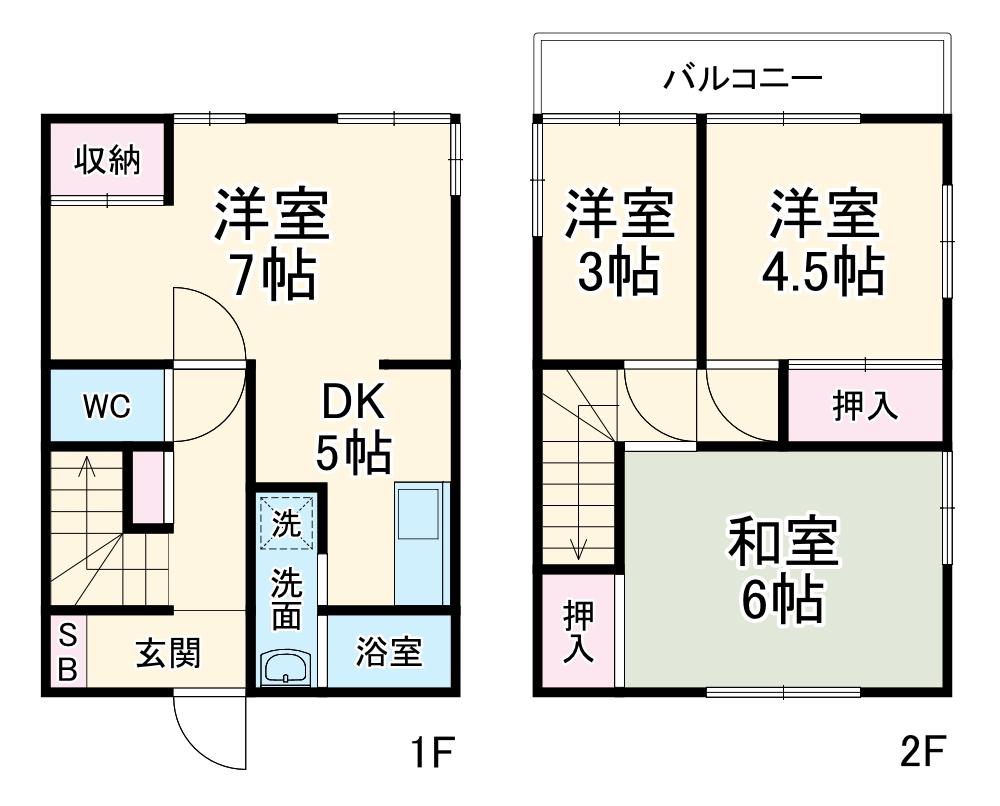 埼京線 与野本町駅 徒歩21分 3階建 築31年(4DK)の間取り写真