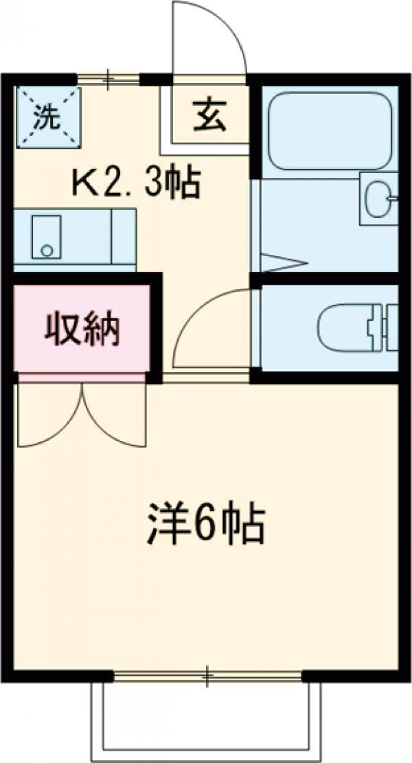 ヴィレッジエム(1K/2階)の間取り写真