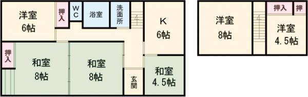 東北本線 小山駅 徒歩16分 2階建 築48年(6K)の間取り写真