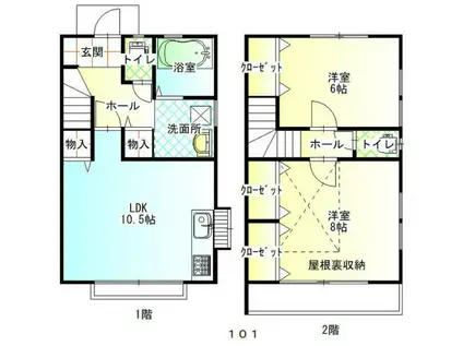 サウスコートF(2LDK/1階)の間取り写真
