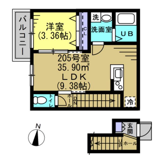 JI馬橋(1LDK/2階)の間取り写真
