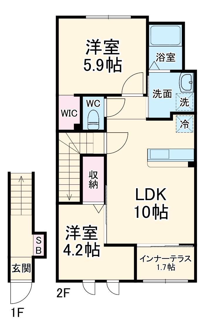 リヴィエール桜(2LDK/2階)の間取り写真