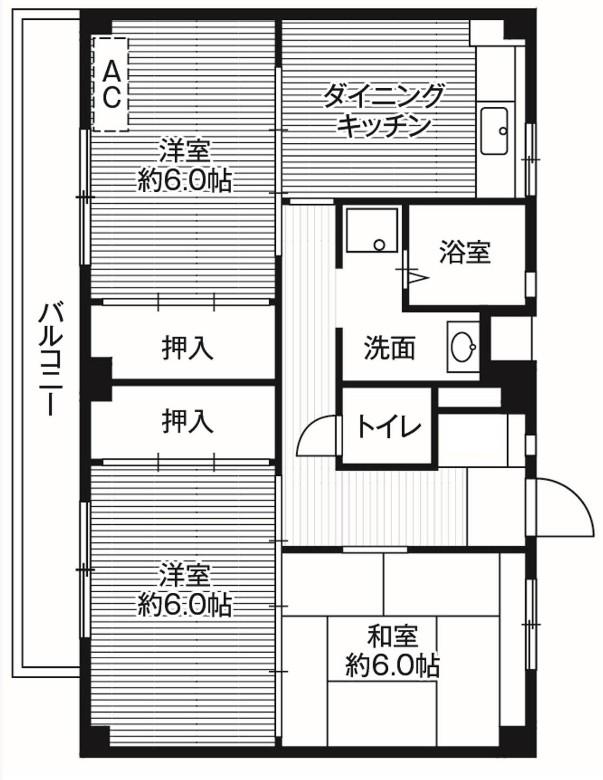 ビレッジハウス菅田7号棟(3DK/2階)の間取り写真