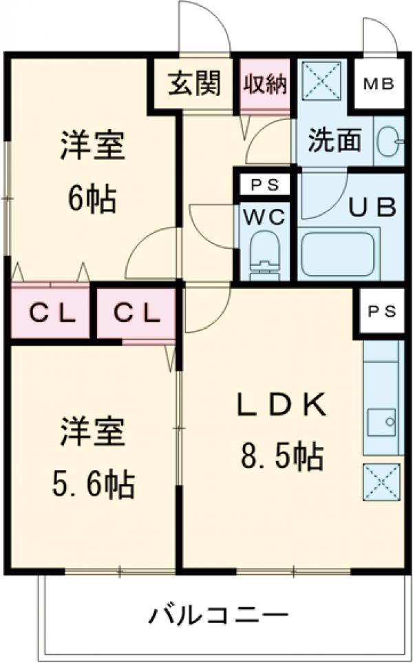クオリアガーデン千人町(2LDK/1階)の間取り写真