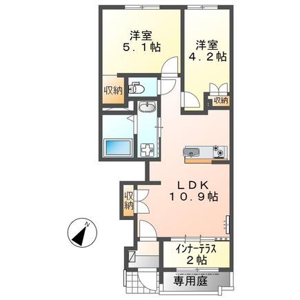 清水区船原アパート(2LDK/1階)の間取り写真