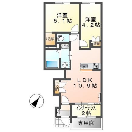 清水区船原アパート(2LDK/1階)の間取り写真