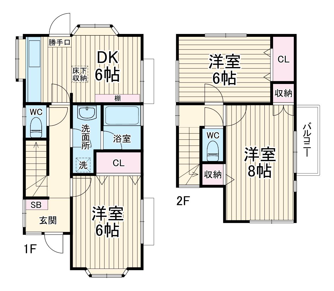 横浜線 小机駅 徒歩25分 2階建 築35年(3DK)の間取り写真