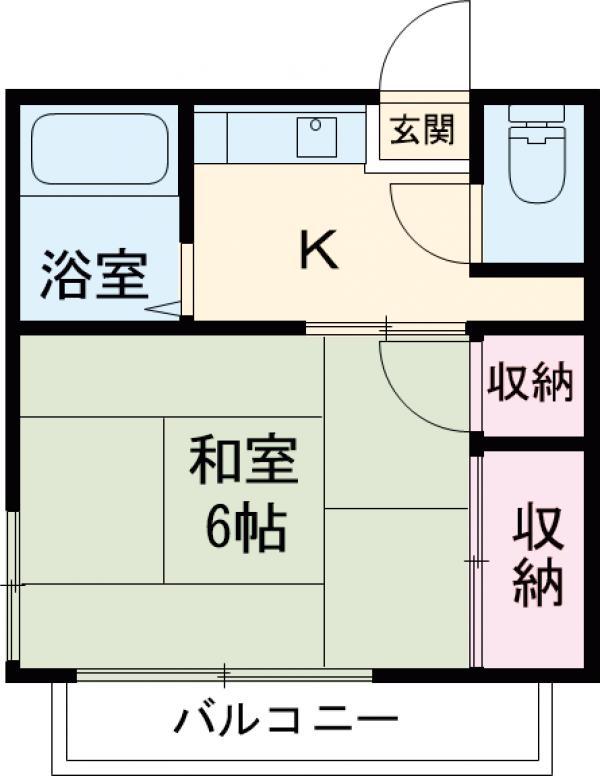 浅野荘B(1K/2階)の間取り写真