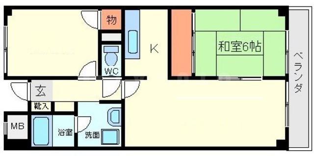 千里ピュアーライフ(2LDK/4階)の間取り写真