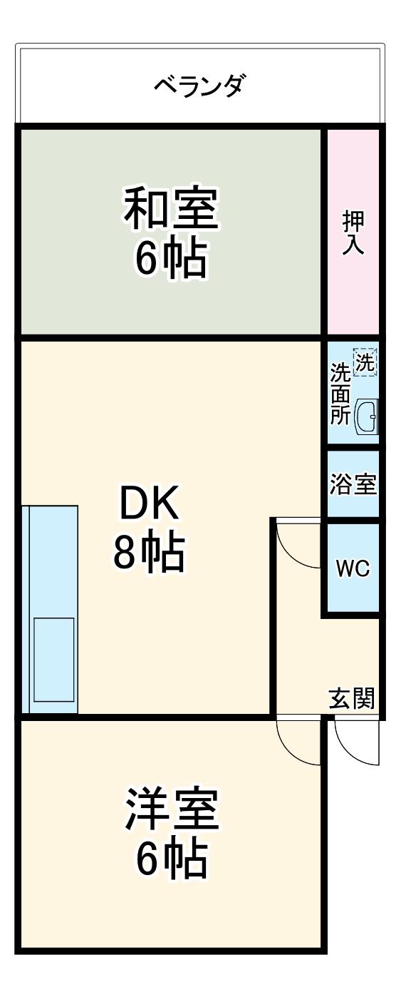 第2山嵜マンション(2LDK/1階)の間取り写真
