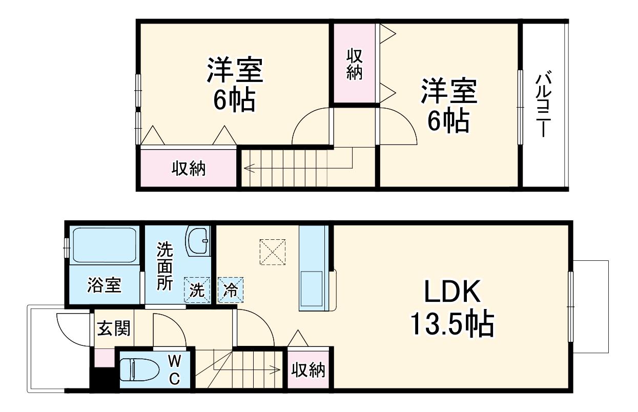 ウィステリア新松戸 A棟(2LDK/1階)の間取り写真