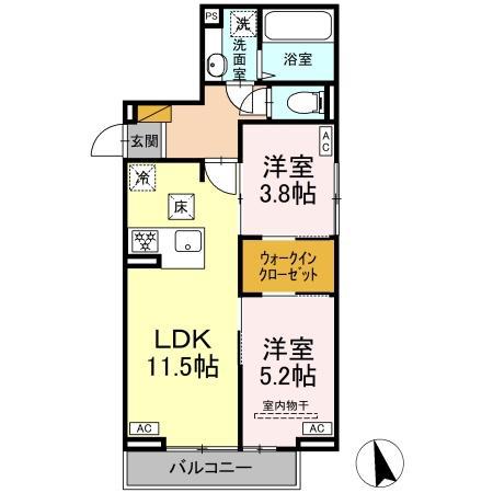 D-SOLACE津田沼Ⅱ(2LDK/1階)の間取り写真