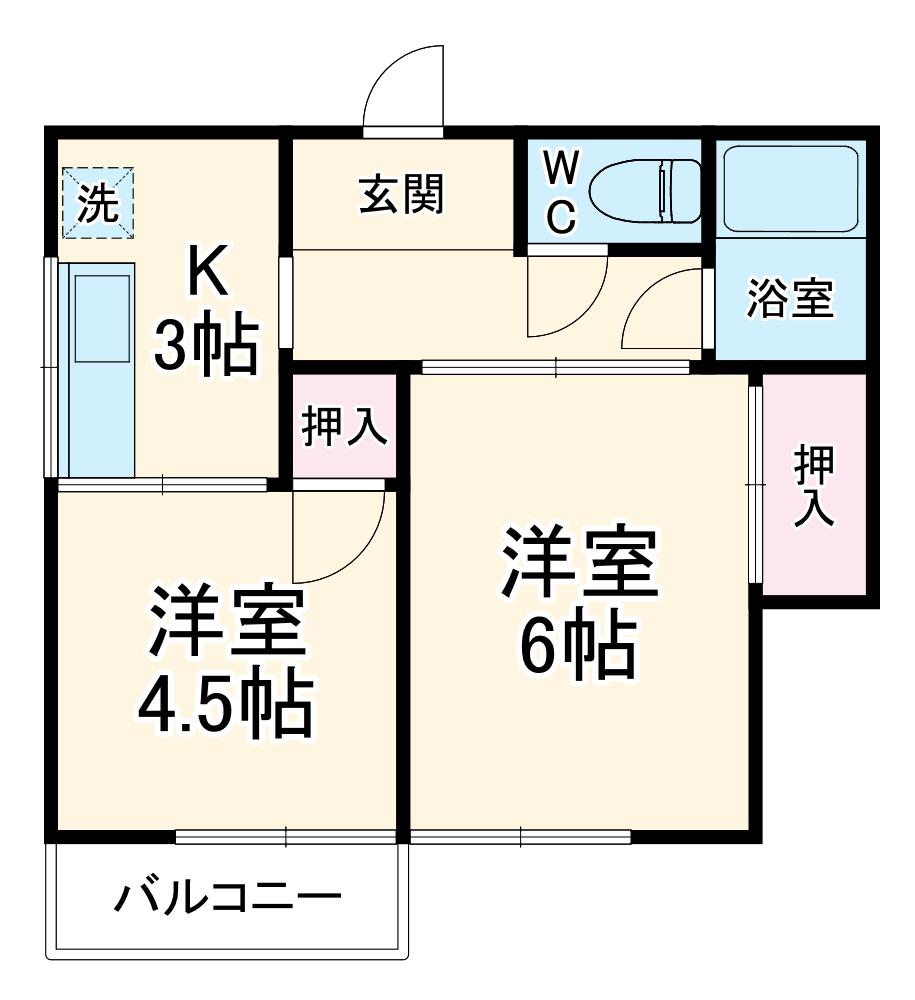 リバティ清水(2K/2階)の間取り写真